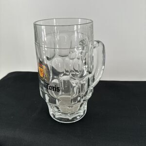 German Beer Stein Handled Clear Glass Thurn & Taris 0.4 L 6” Tall x 3.25” W VTG
